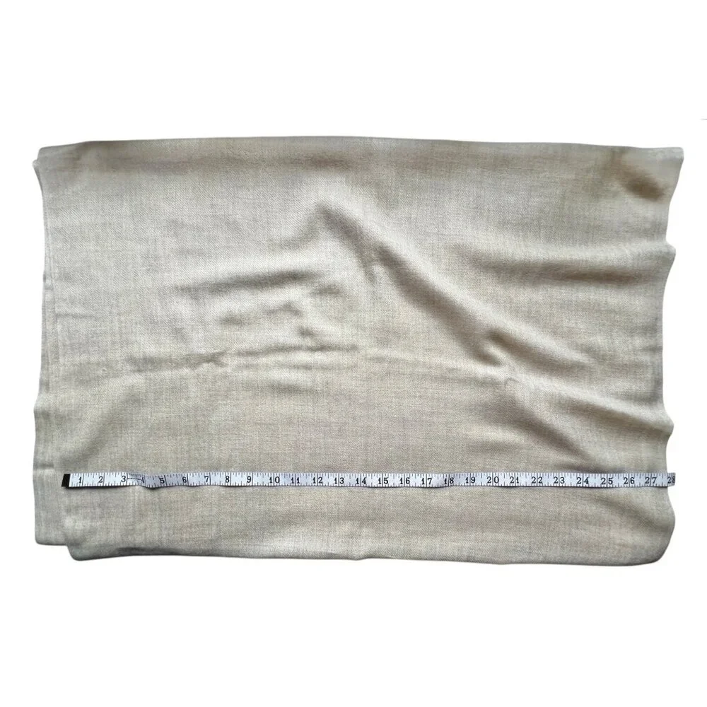 Nordstroms Soft Beige Cashmere Scarf With Fringe Edges